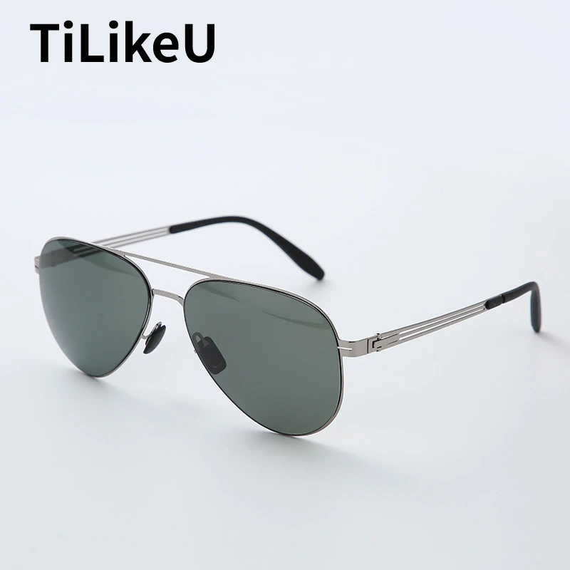 

2024 Men Aviator Titanium Polarised Sunglasses Classic Screwless Brand Designer Driving Pilot UV400 Sun Glasses Trendy Eyewear