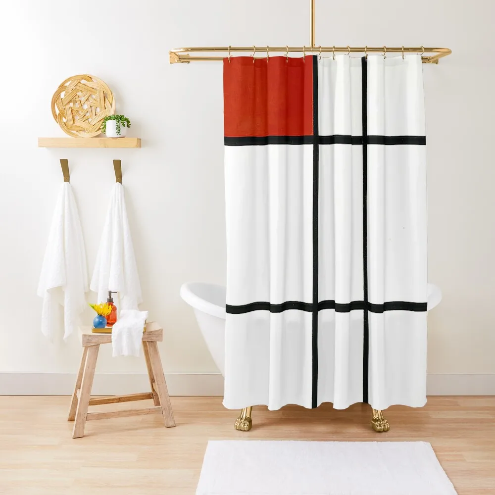 

piet Mondrian Composition with Red 1935 Shower Curtain Transparent Bathroom Shower Shower Waterproof Curtain