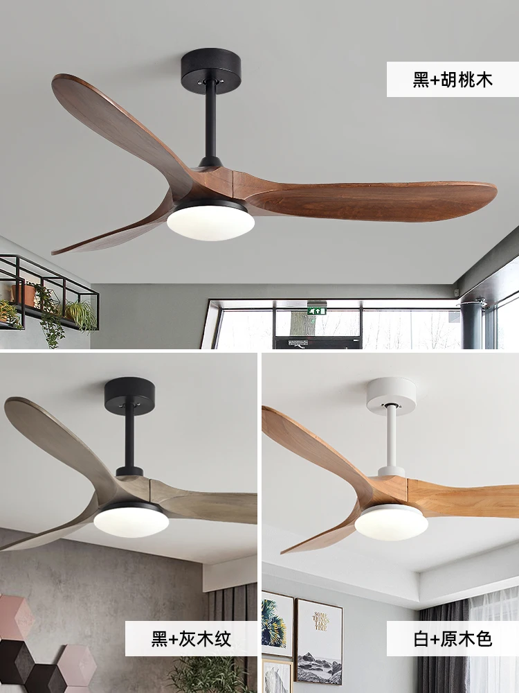 90 inch strong wind solid wood ceiling fan light, Nordic household living room, commercial retro restaurant, variable frequency