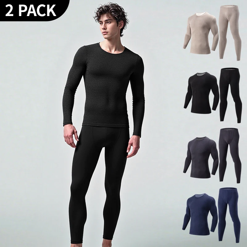 

2-piece Set For Autumn And Winter Men's Solid Color Basic Versatile Base Warm Underwear Comfortable Sports Long Sleeved Pants