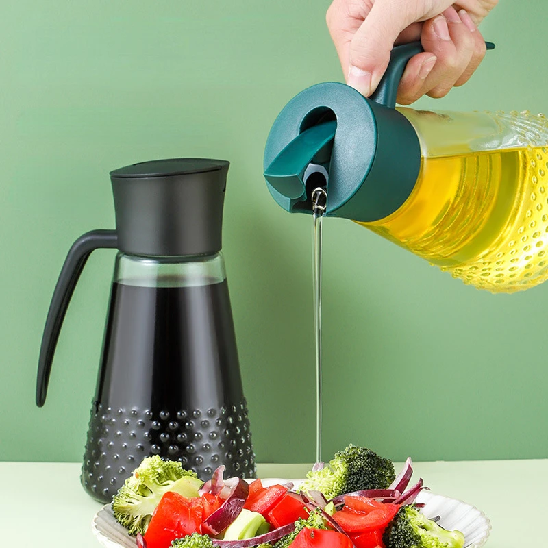 

Automatic opening and closing oil pot kitchen seasoning bottle gravity oil pot glass anti-leakage oil sauce vinegar oil bottle