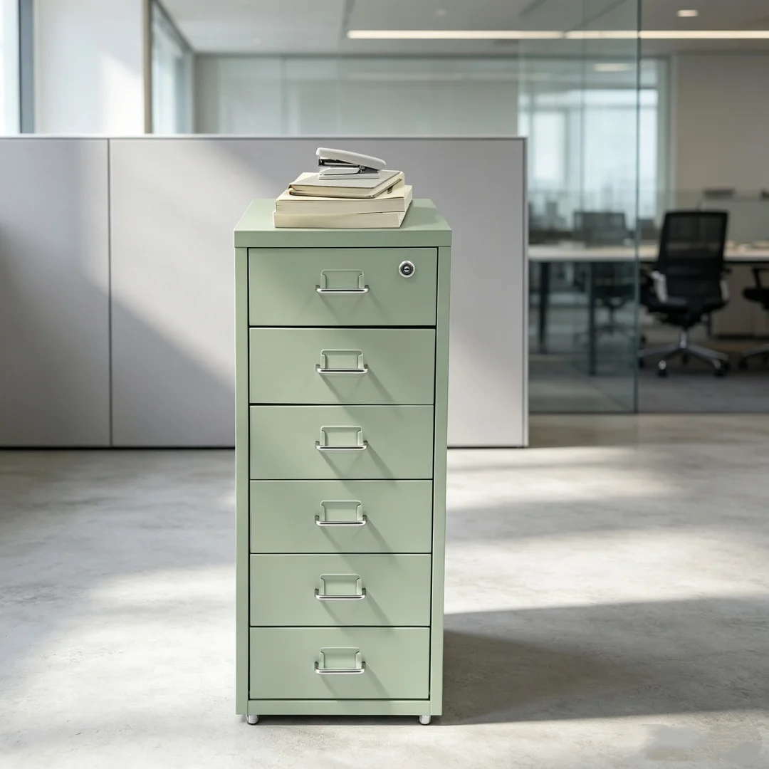 Armoire à dossiers verticale, armoire à dossiers en métal avec serrure, armoire de classement, placée dans le bureau, la salle d'étude, la commode, etc., pour ranger les timbres, les notes autocollantes, les trombones, les ciseaux, les factures, les stylos, les crayons, les cartes de visite, les blocs-notes, les collections de cosmétiques, les articles de toilette.