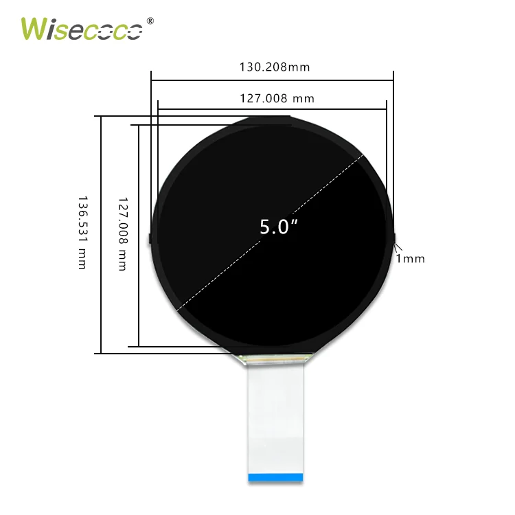 New Wisecoco New 5 Inch Round Lcd Display Support SD Card Advertising Function Usb Power Supply 1080*1080 Mipi Circle Screen Mod