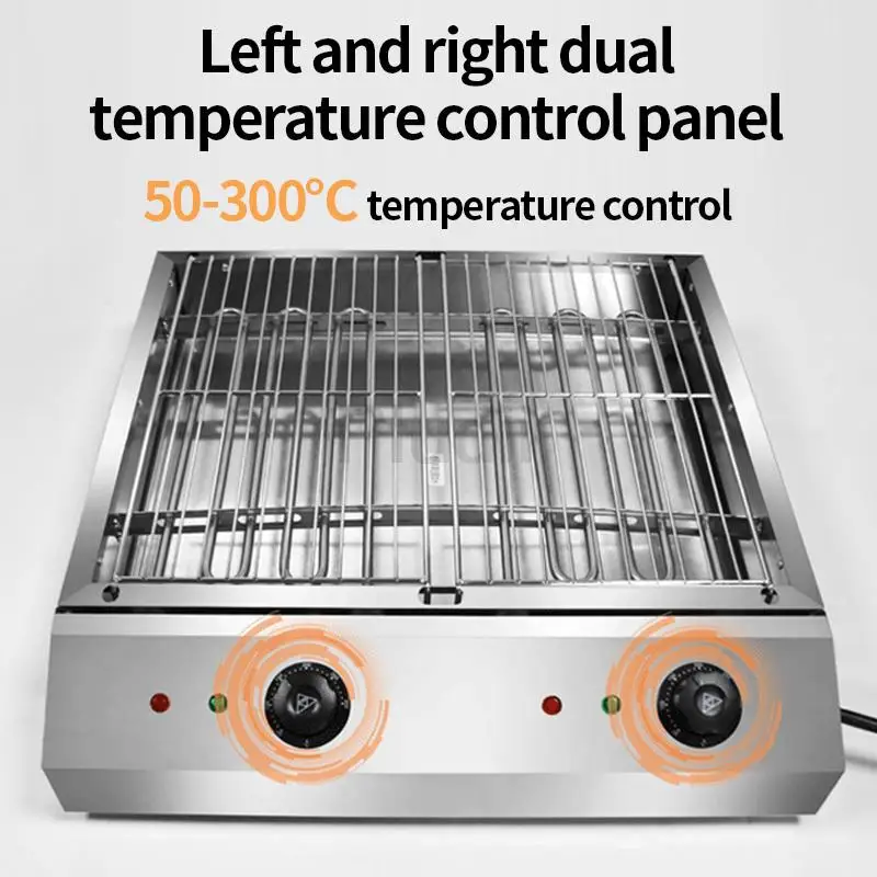 Dual Control Electric Stainless Steel Barbecue Oven Household Electric Pan Multifunctional BBQ Oven Smokeless Barbecue Pot