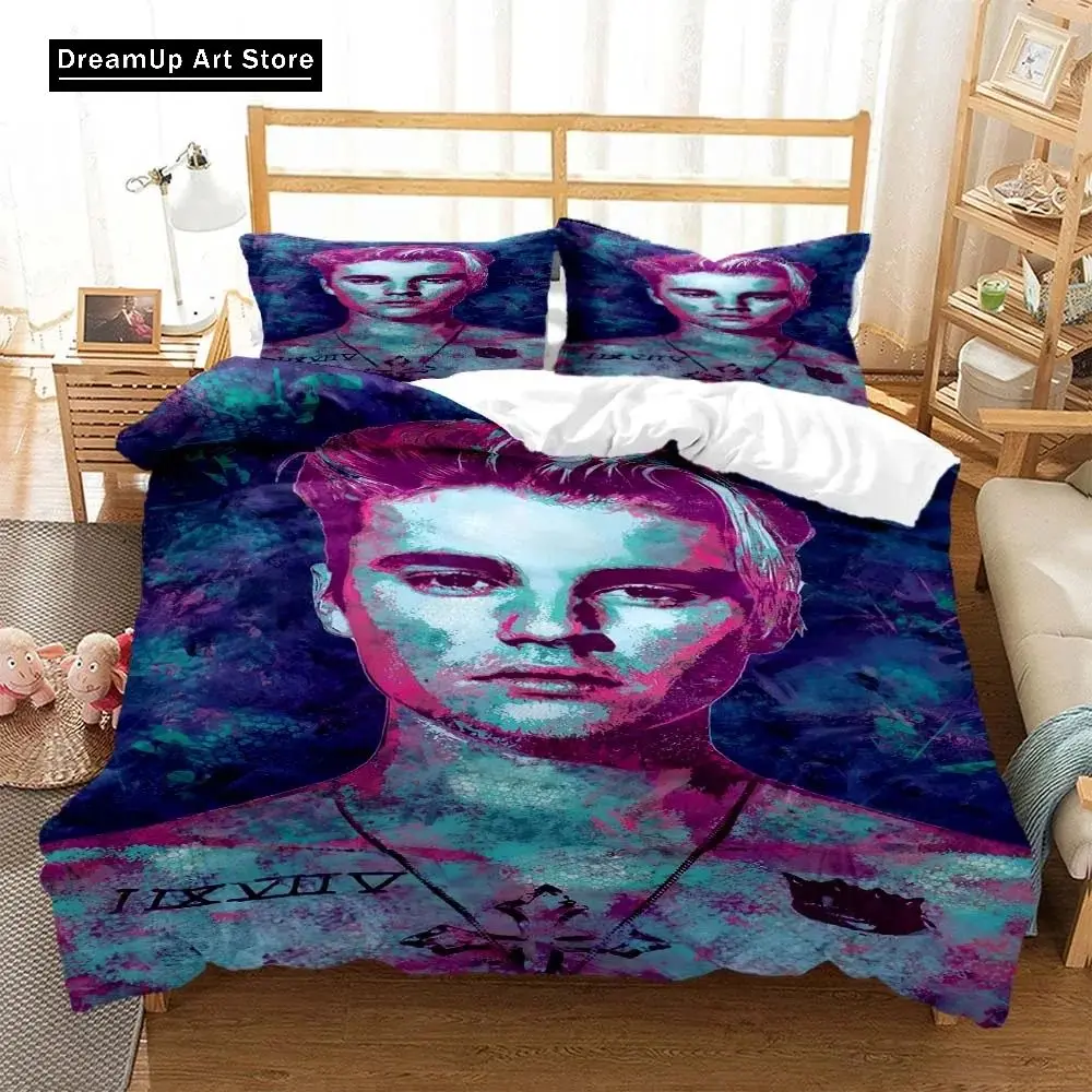 Ensemble de literie de mode Justin Bieber pour adultes, chanteur d'impression 3D, garçons et filles, Twin Queen, pleine taille, housse de athlon, taie d'oreiller, lit, chambre à coucher