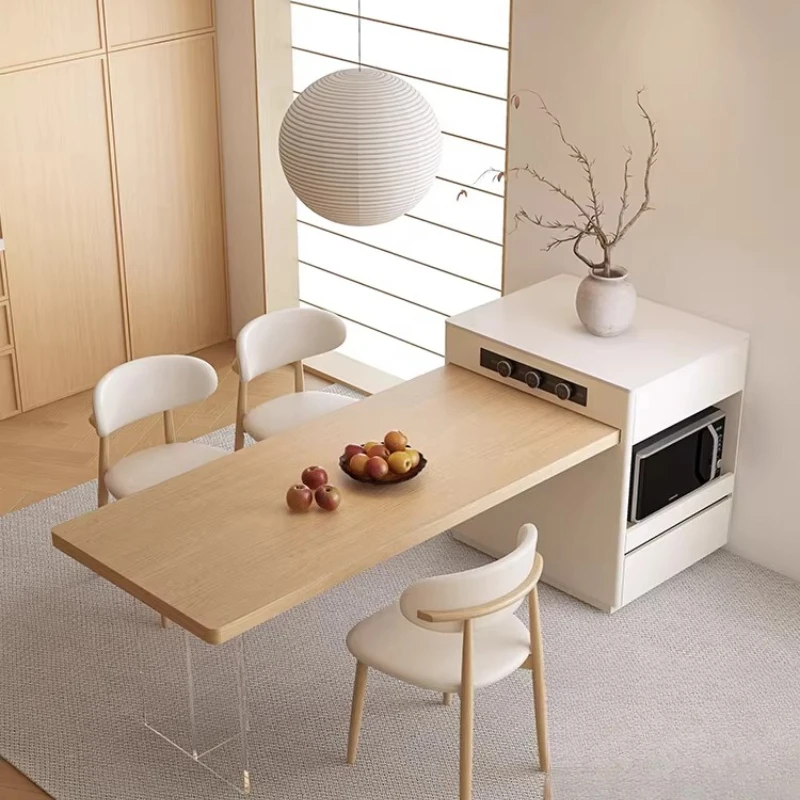 

Cream Log Island Dining Table Integrated Small Household Retractable Dining Table Island