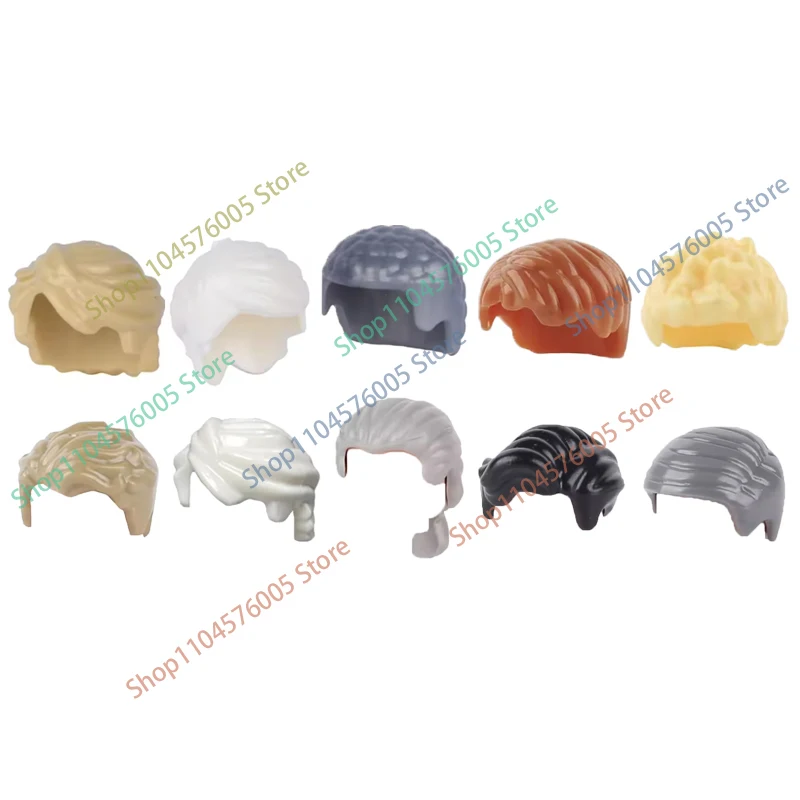 MOC Braune Haare Bausteine Stadt Figuren Körper Kreative Zubehör Blond Gold Weiß Teile DIY Hüte Mini Ziegel Montieren Spielzeug S04