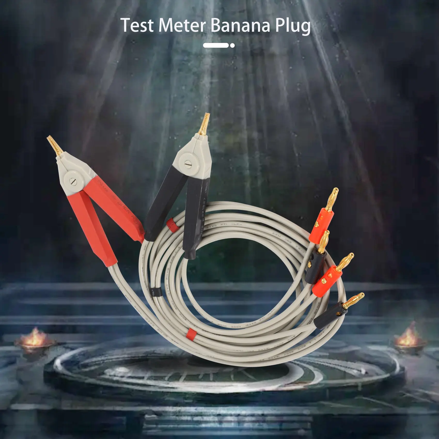 คลิปปลั๊กกล้วยหุ้มฉนวน1คู่สายเคเบิลทดสอบความต้านทานต่ำ LCR คลิปนำเครื่องวัดทดสอบขั้วเคลวินใหม่