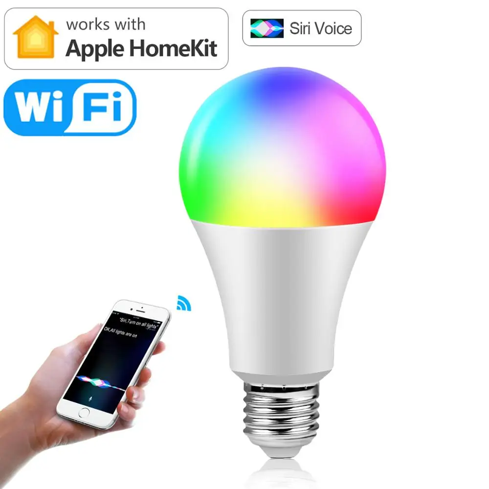 

15W RGB Apple Homekit WIFI Light LED lamp RGBW Bluetooth LED Bulb E27 Siri Voice Control Home Lighting Work With Homekit Dohome