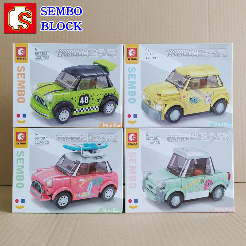 

SEMBO Cartoon Car Building Blocks Children's Educational Toys Cool Birthday Gift Assembly Model Kawaii Figure Ornaments