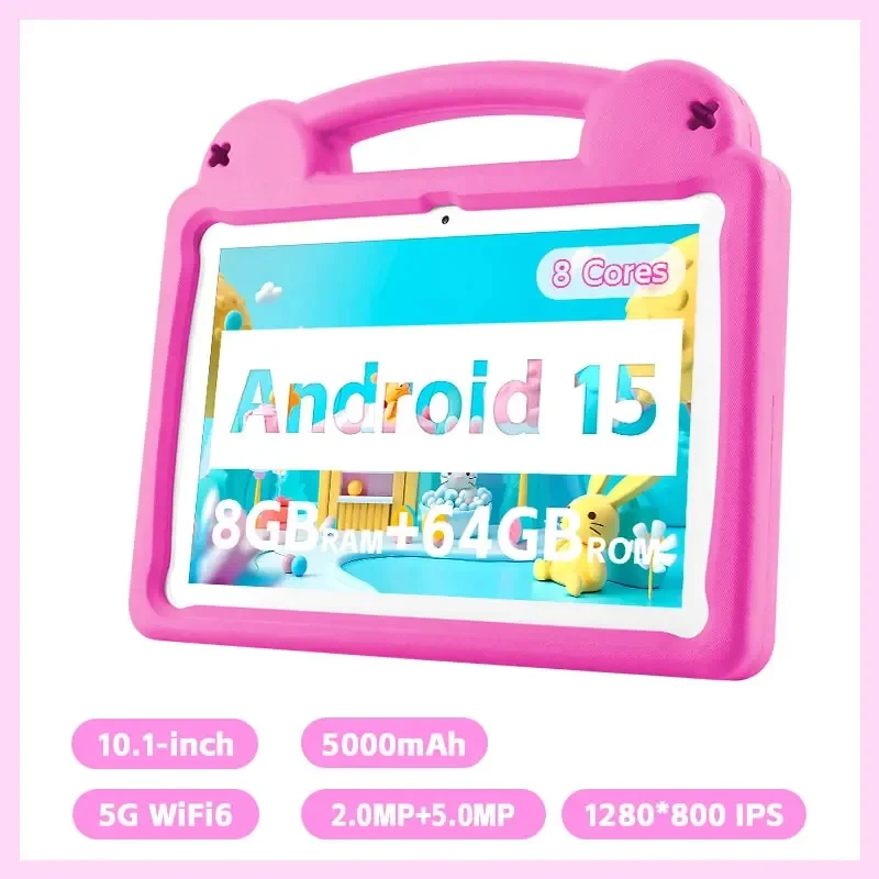 Paitanry 10.1 Inch Kids Tablet 8GB(4+4 Expand) RAM 64GB ROM CPU A523 2.0GHZ 5000Mah Octa-Core Learning Education Children Tablet
