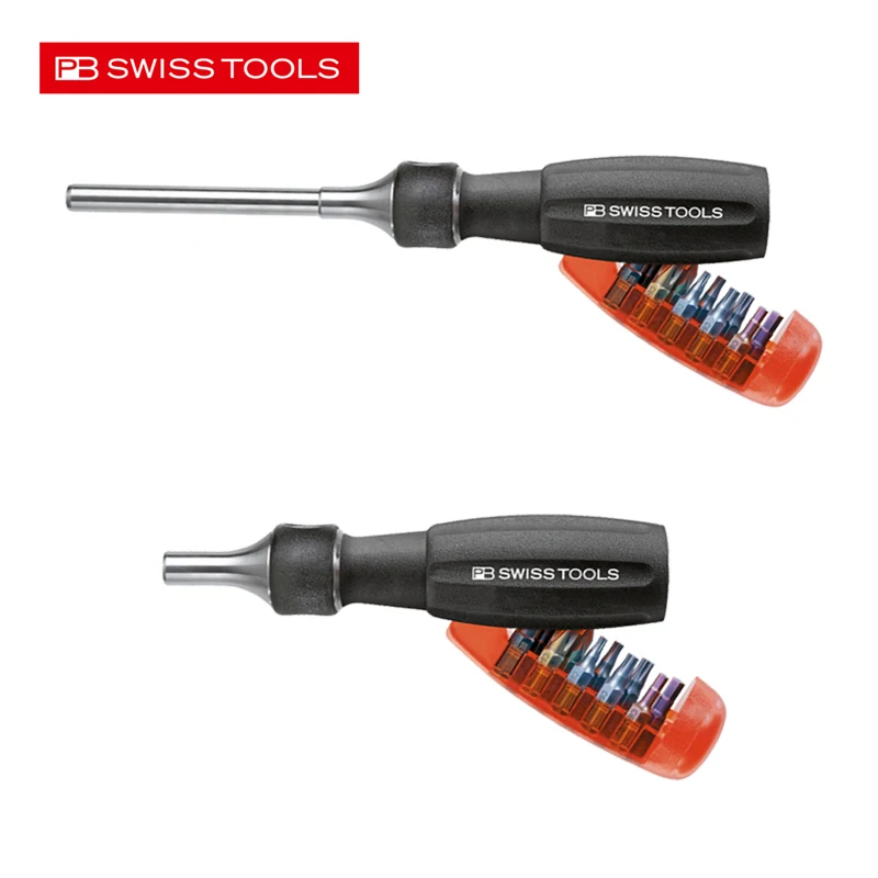 PB SWISS TOOLS Screwdriver Bit Set with Ratchet Handle Precision Screwdriver Bits10 Pieces NO.6510|6510 R-30|6510 R-100