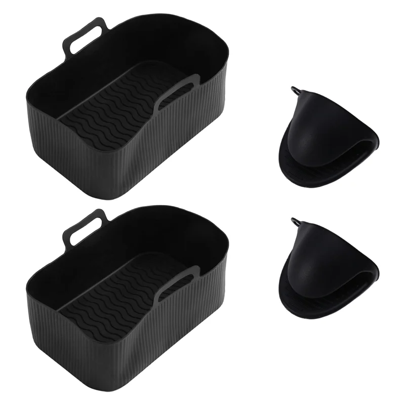 A04G-Multi-Use Air Fryer Silicone Baking Mat And Insulation Tray Set With Kitchen Hand Clamp