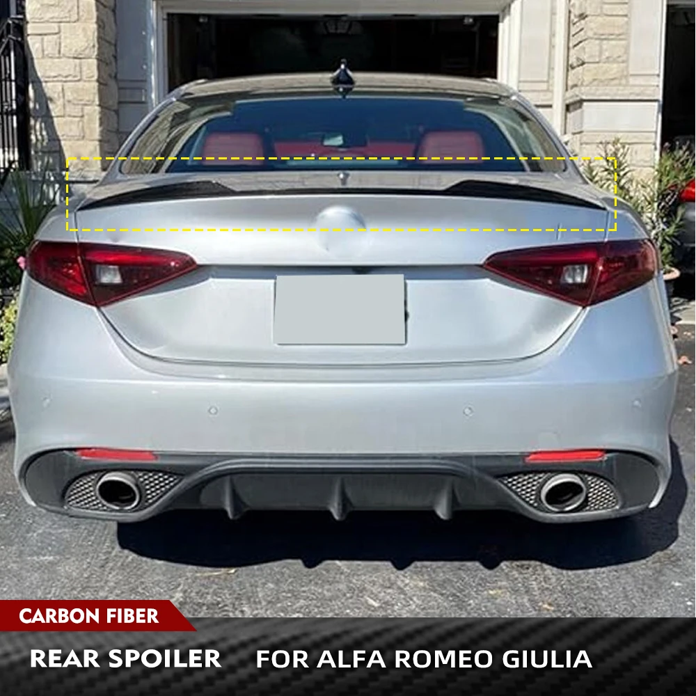 

For Alfa Romeo Giulia Spoiler Sedan 2015-2021 Car Rear Trunk Spoiler Boot Wing Trunk Lip Carbon Fiber Rear Racing Spoiler Wing