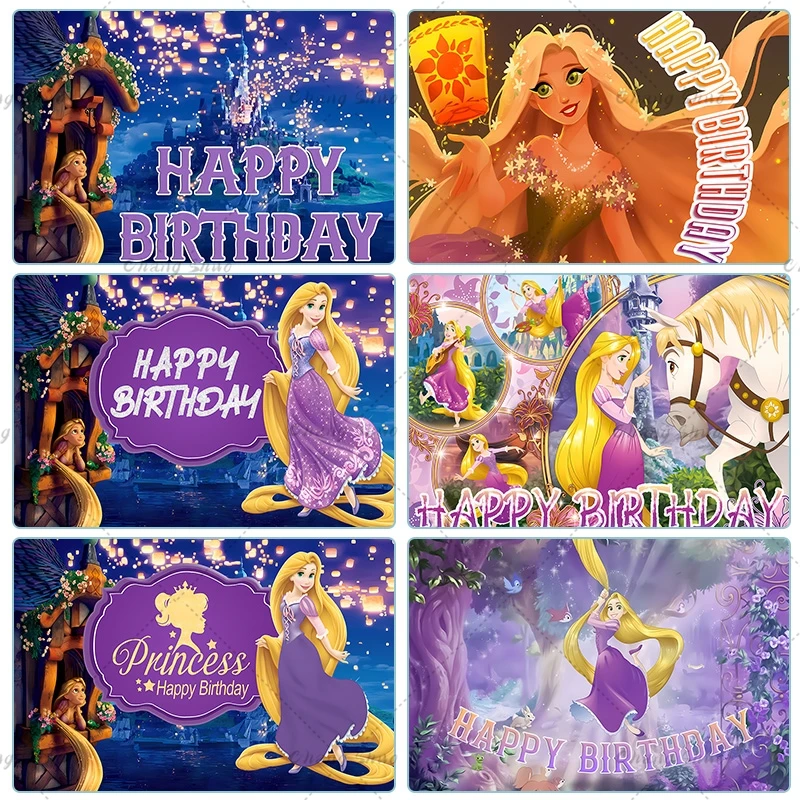 Disney Tangled Rapunzel Backdrop Children Birthday Backdrop Baby Shower Party Supplies Photography Banner Decoration Props