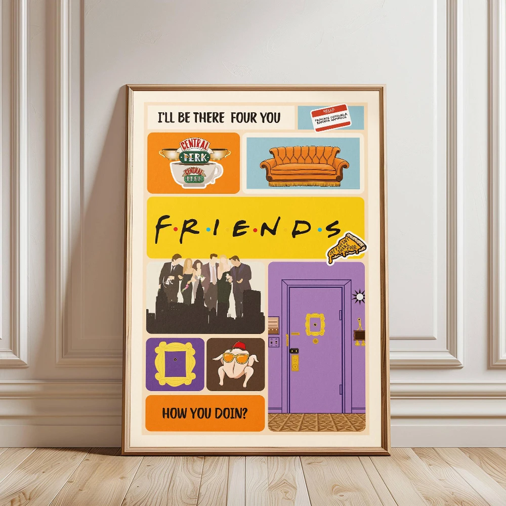 Friends TV Show Apartment Floor Plan Art Posters Retro Show Quote Canvas Print Painting Movie  Wall Decor Home Mural Cuadros