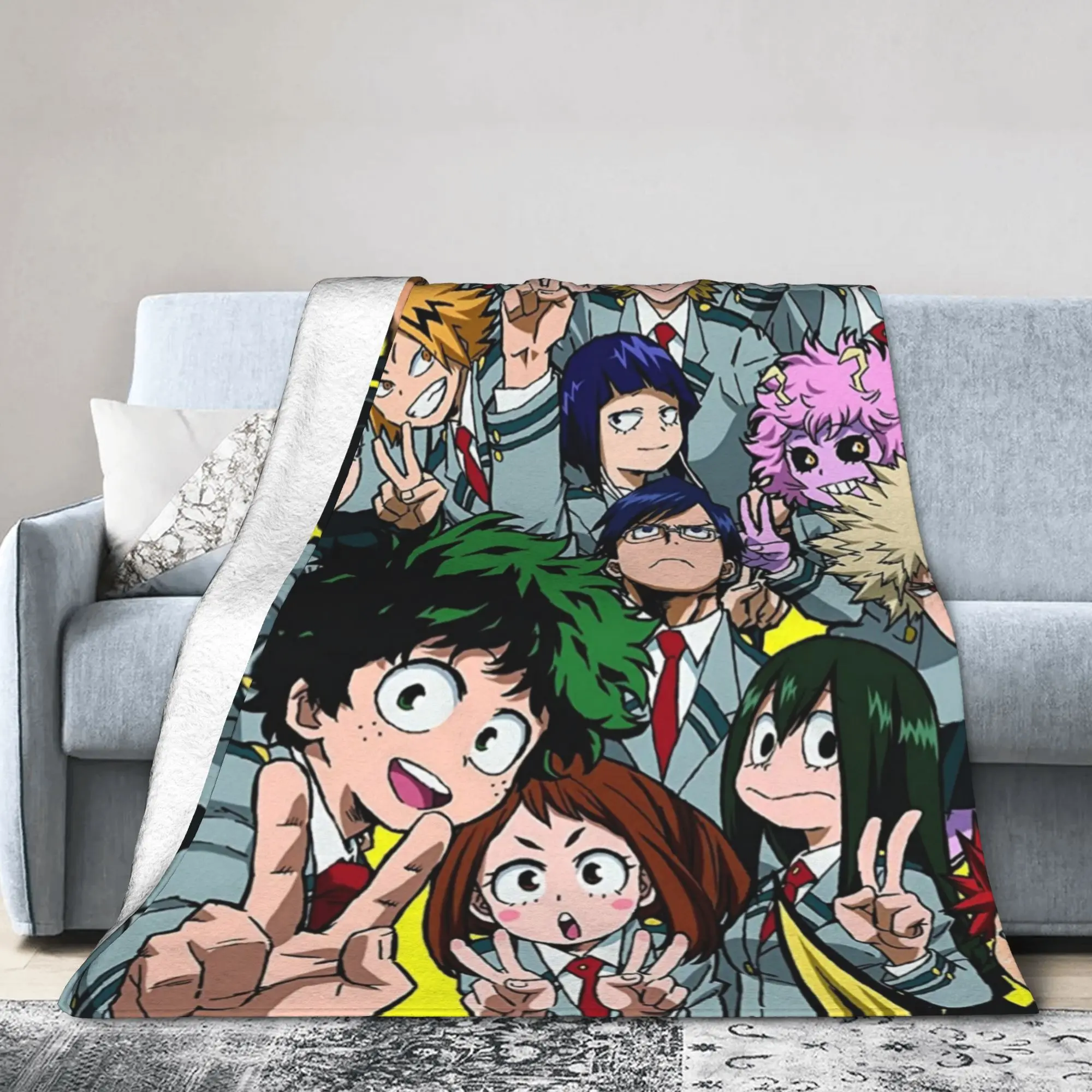 Boku no MHA Anime Blankets Flannel  Anime Todoroki Manga Lightweight Thin Throw Blanket for Outdoor Travel Bedroom Quilt