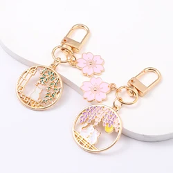 Cute Sakura Cat Candy Color Enamel Keychain Romantic Pretty Best Wishes For Making Handmade DIY Jewelry Findings Souvenir Gift