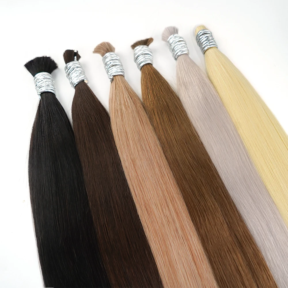 横糸なし 100% 天然本物の人毛エクステンション レミー人毛バルク未処理ナチュラルバージンインド髪編組オリジナル