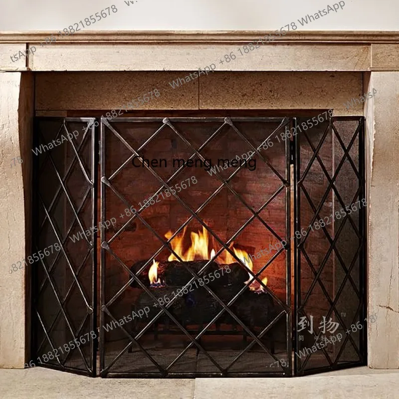 European fireplace screen decorative frame household guardrail fire guardrail wrought iron mantel