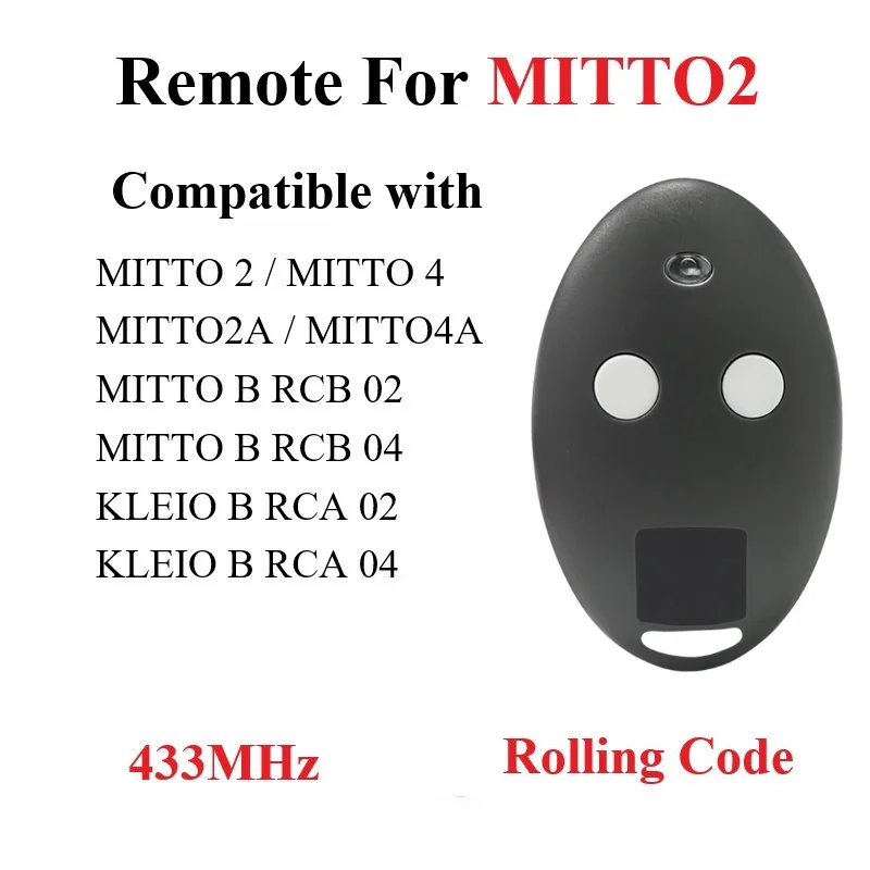 

B RCB02 RCB04 MITTO2 MITTO4 Replacement Garage Door Remote Control 433mhz Mitto 2 Gate Remote Control 433.92mhz