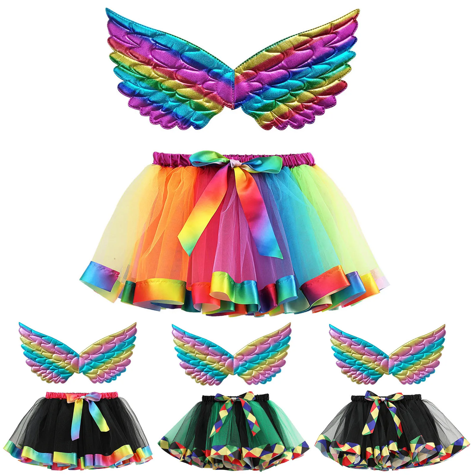 Toddler Girls Dress Up Carnival Costumes Girls Ballet Skirts Costume Holiday Party Tulle Dance Skirt With Wing Kids Girl Clothes