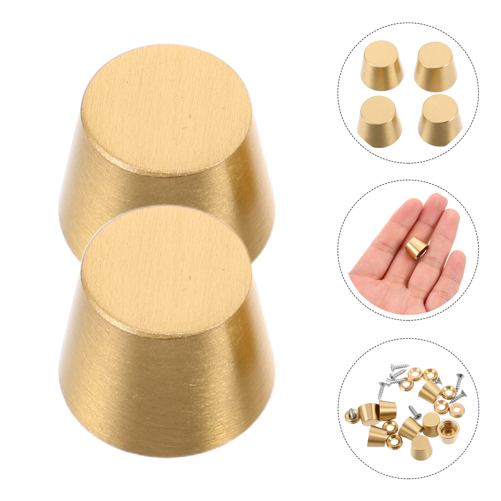 8pcs Brass Feet Pads for Tray Wood Board Riser Copper Foot Display Legs Conical Design Furniture Hardware Decorative
