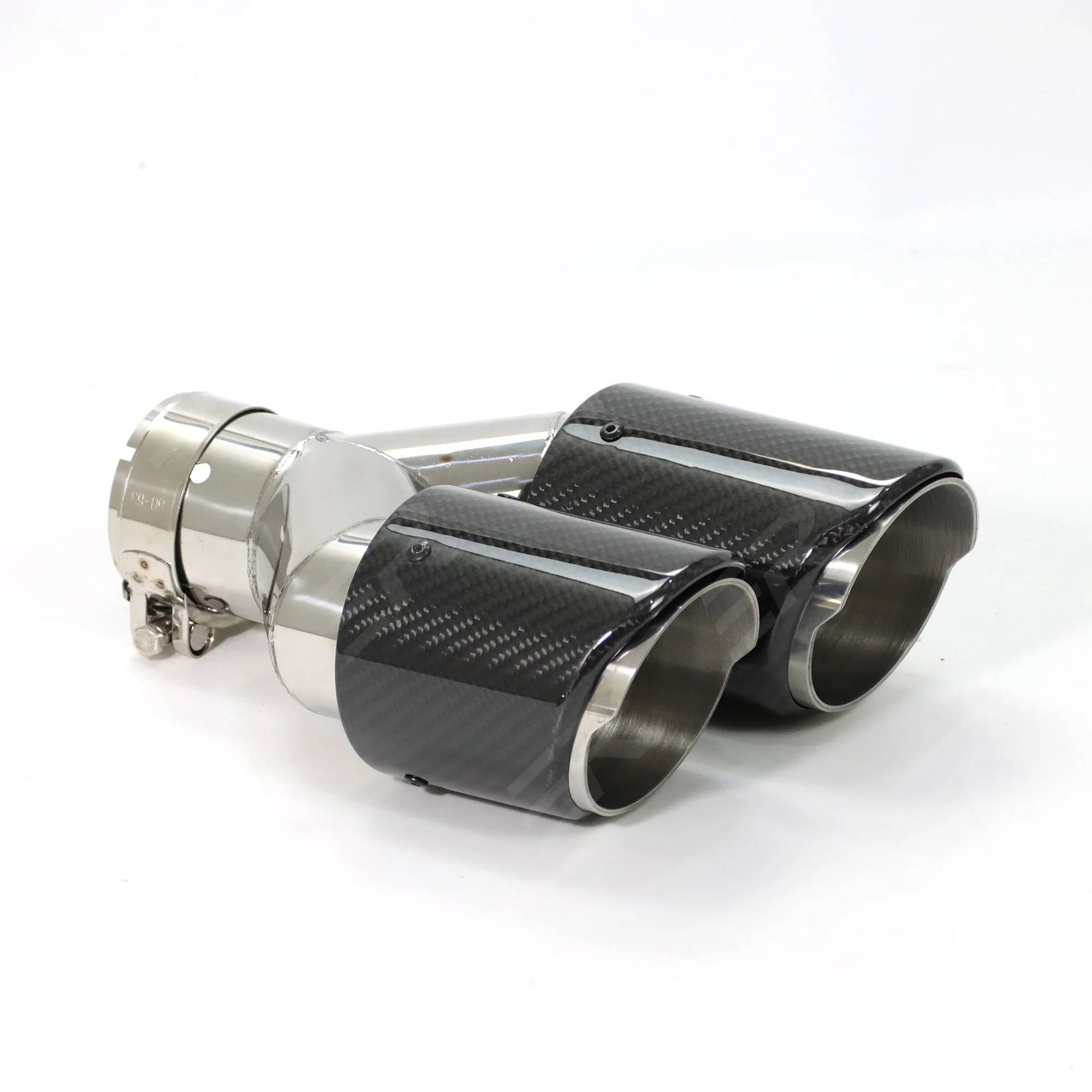 ER Universele Uitlaattips auto-accessoires Echte Glanzende Koolstofvezel Roestvrij Dubbele Uitlaat voor auto-uitlaatpijp Wijzigen
