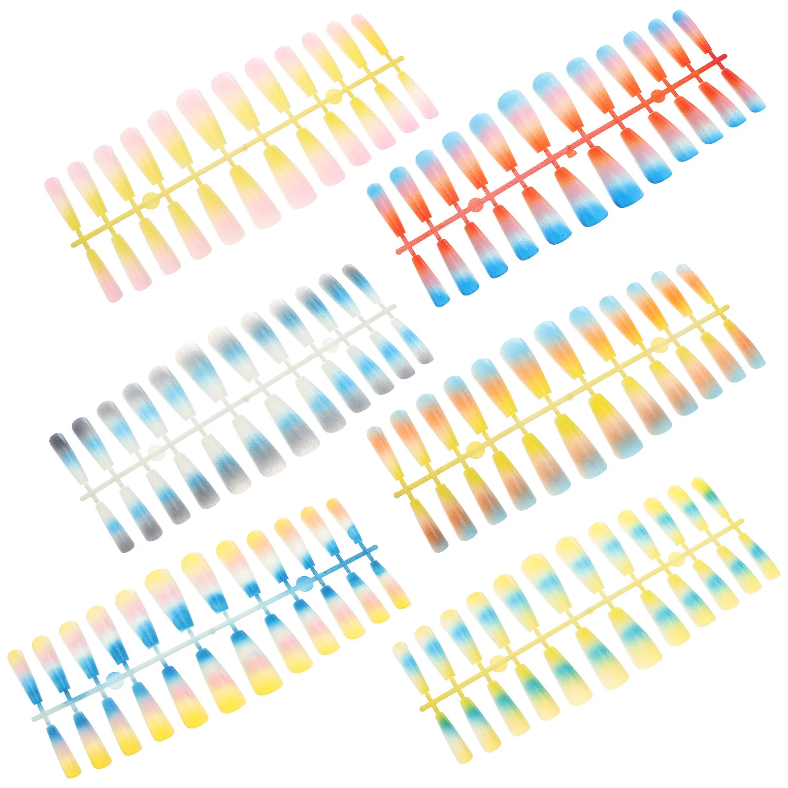 

144pcs Rainbow Gradient Fake Nails Super Long Press On Full Cover Artificial Tips For Diy Nail Art Party Faux Fingers