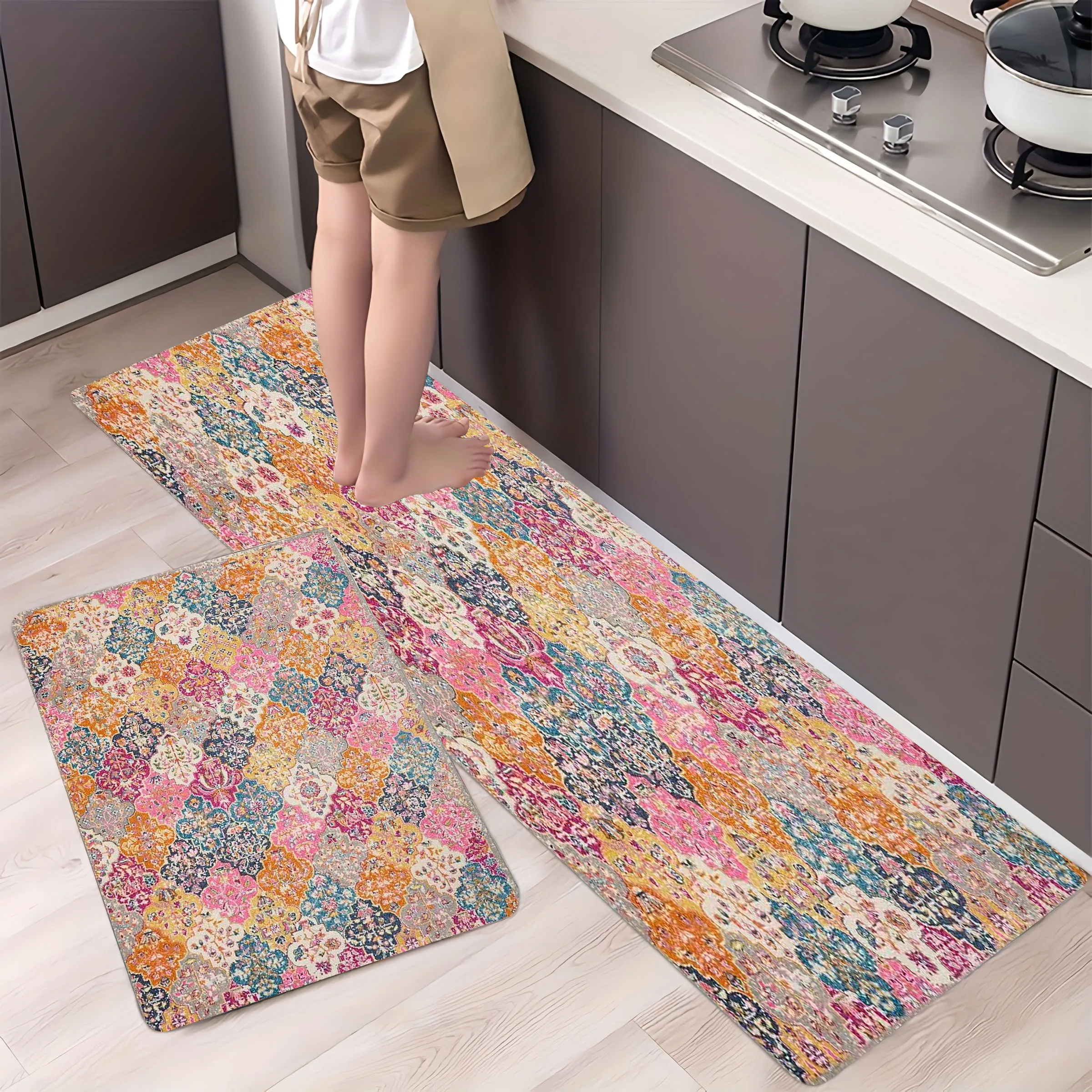 

Bohemian National Style Carpet Bathroom Non-silp Doormat for Living Room Entrance Decorative Accessories Pad Kitchen Bedroom Rug