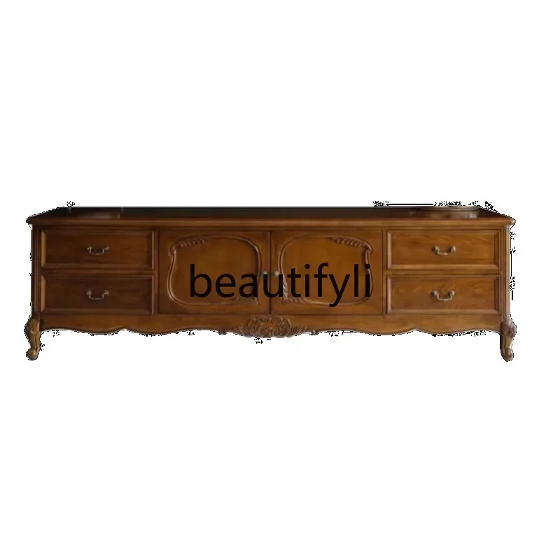 

American retro solid wood TV cabinet/European neoclassical light luxury locker6239