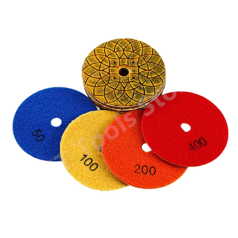 

4PCS 4''/100mm Wet Diamond Polish Pads Lotus typ Copper Bond Polishing Pad For Granite Marble Concrete Stone Grinding Disc Tools