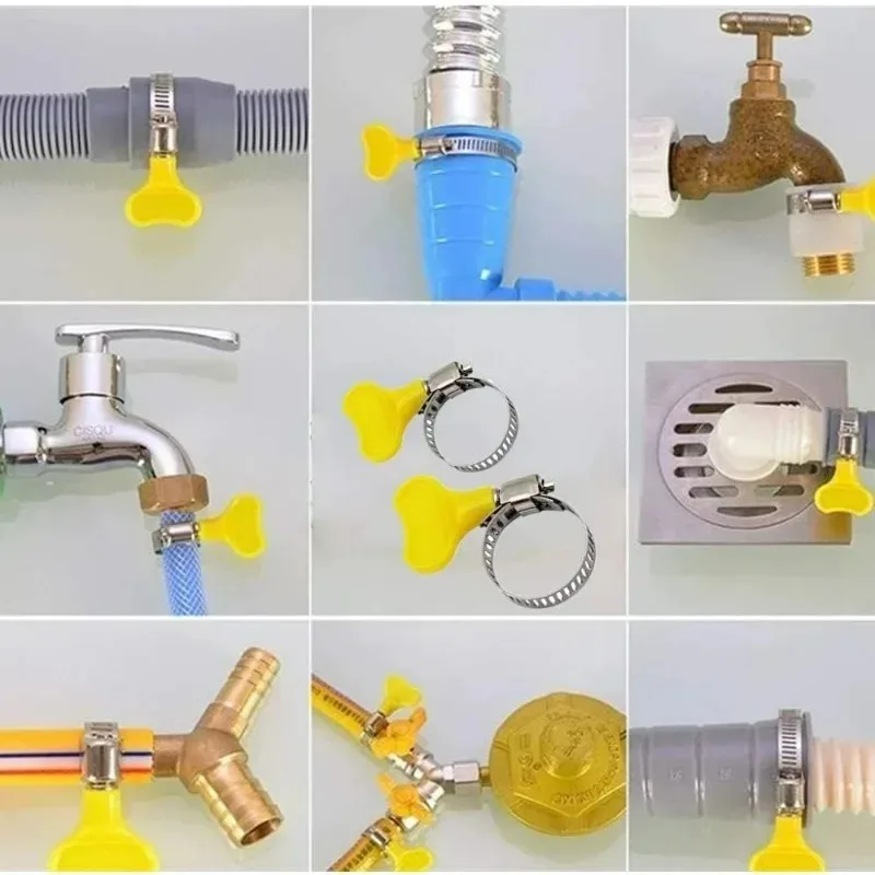 60/10 قطعة قابل للتعديل خرطوم المشابك مشبك أنابيب مقبض بلاستيكي أصفر اليد تدوير خرطوم الوقود كليب انبوب ماء السحابات المشابك 16-25 مللي متر