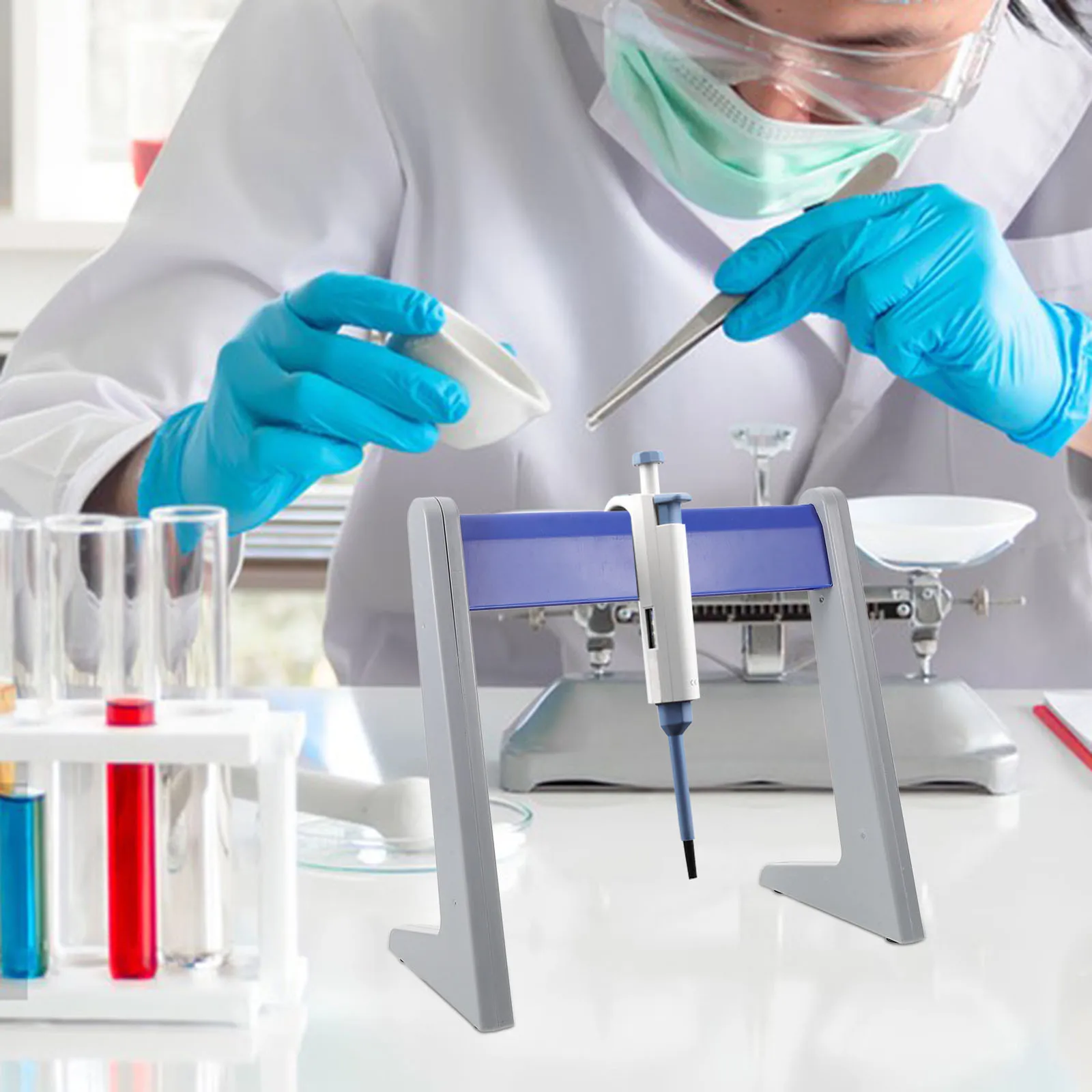 

L-Shaped Pipette Holder for Multiple Pipettes Durable Plastic Laboratory Organizer Stable Support Efficient Workspace