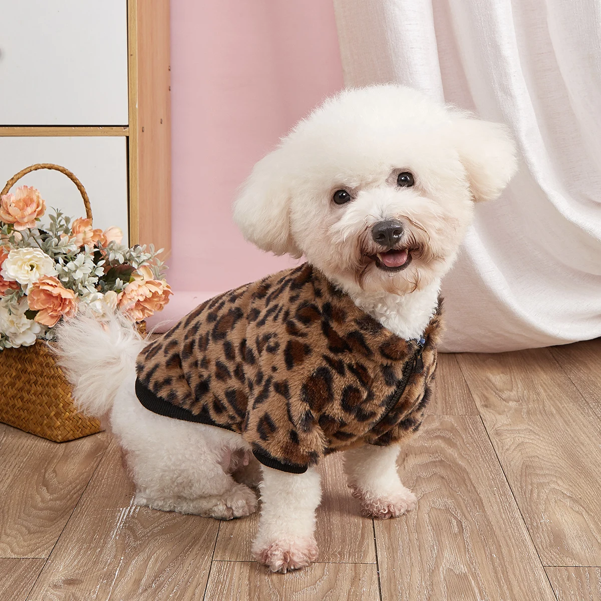 Pet Clothes for Dog Cat Puppy Tank Top Colorful Leopard Fuzzy Coat  Sweatshirt Dog Outfits for Small Medium Dog for Autumn Winte