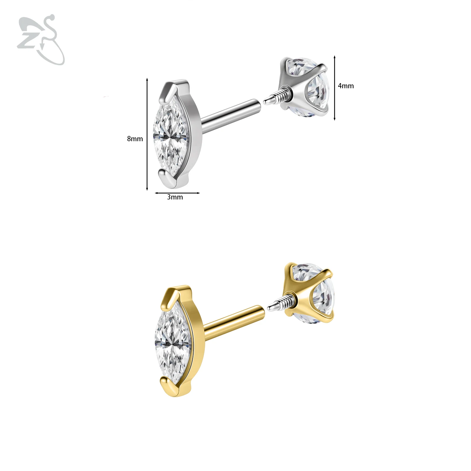 16G/18G Stainless Steel Labret Lip Ring Internal Thread