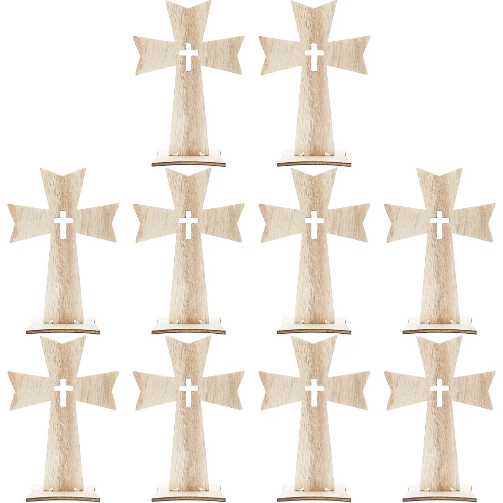 

10 Pcs Craft naments Set Religious Wooden Cross For Crafts Decor Church Wooden Cross For Church Tabletop Holiday Party Decor