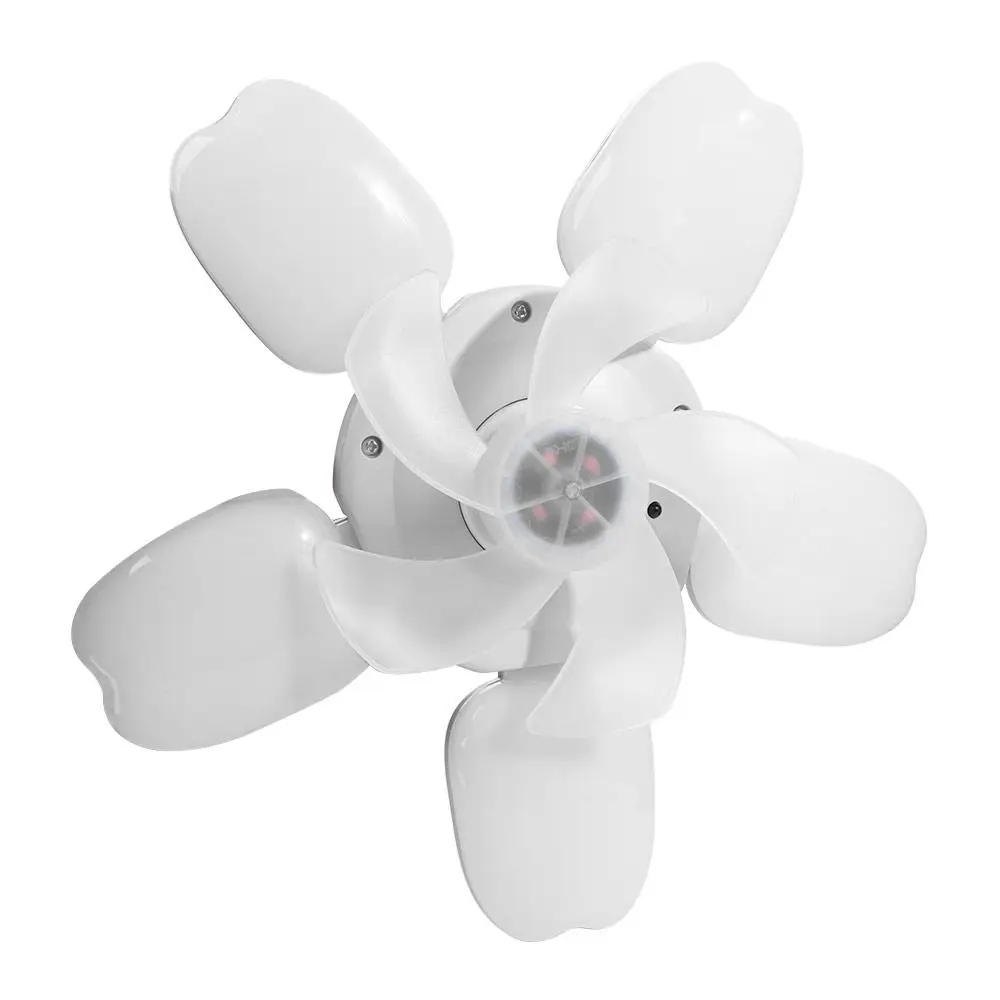 Silent E27 Ceiling Fan Light Five leaf 50W Foldable Fan Lamp 3 Speed Adjustable Eye Protection Electric Fan Chandelier