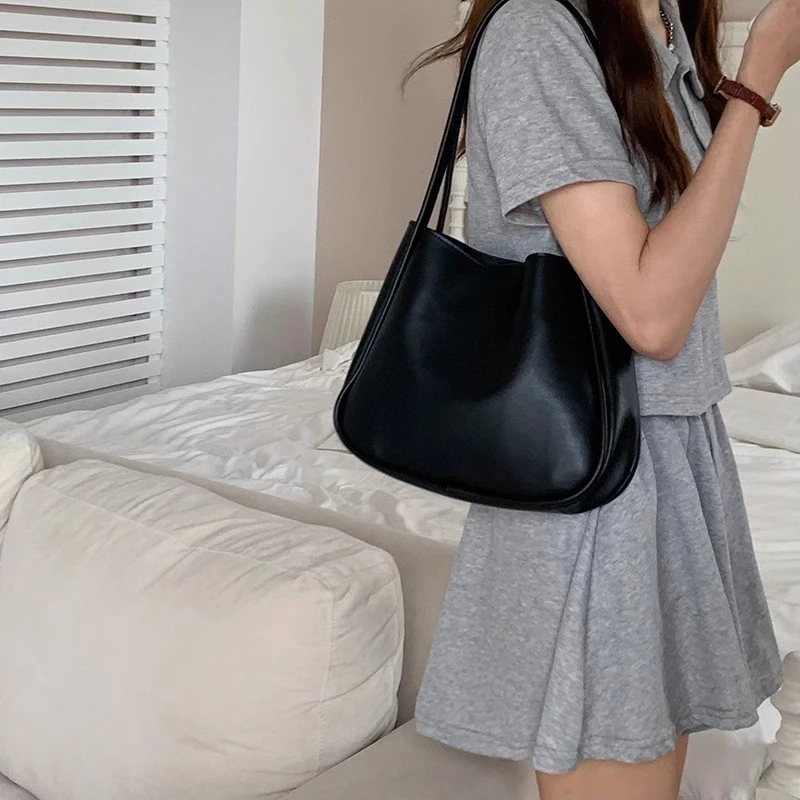 Summer PU Leather Women Shoulder Underarm Bags Totes Pure Color Casual Small Top-Handle Bags Handbags Purse Ladies Shoulder Bag