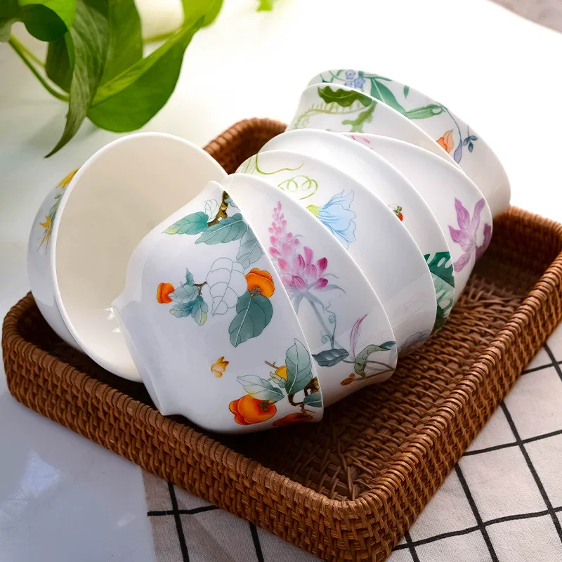 4.5inch, 6pcs, bone china rice bowl, pretty bowl, vintage bowl small, Japanese bowl, ceramic bowls for food, microwave bowl