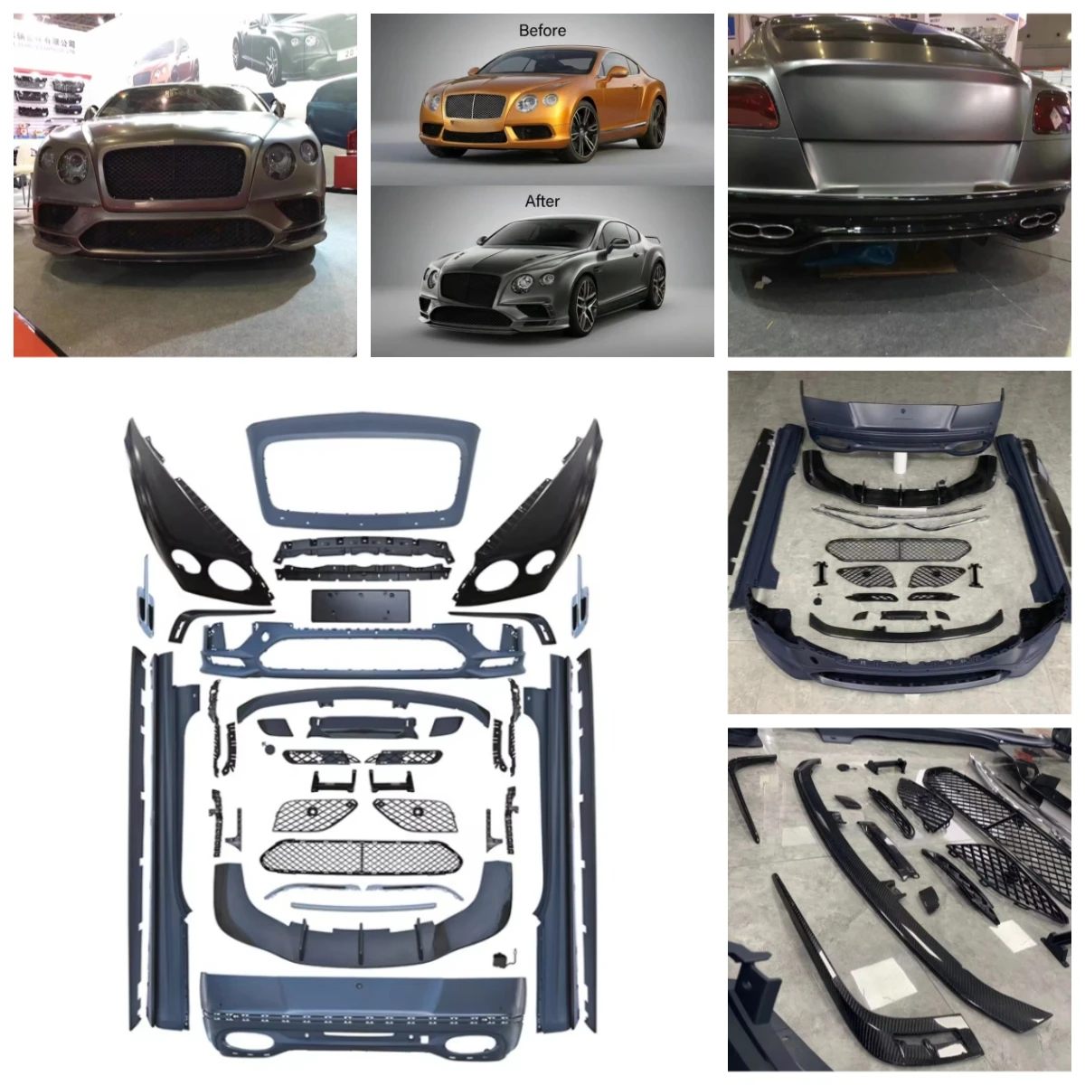 Dream Garage For Ben Cont GT 2012-2015 Upgrade To 2016-2019 Supersport Style Body Kit High Quality Front Rear Bumper Side Skirts