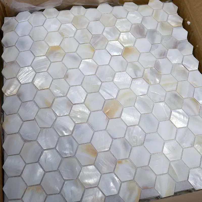 Shell Mosaic Tile Natural White Mother of Pearl Wall Backsplash Bathroom Tiles MOP191 sheet