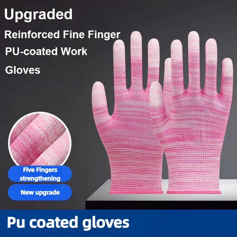 Women's PU Coated Work Gloves, Anti-Static, Thin Cut Resistant, Reinforced Nylon Wear-resistant Breathably Conforms Safe Gloves