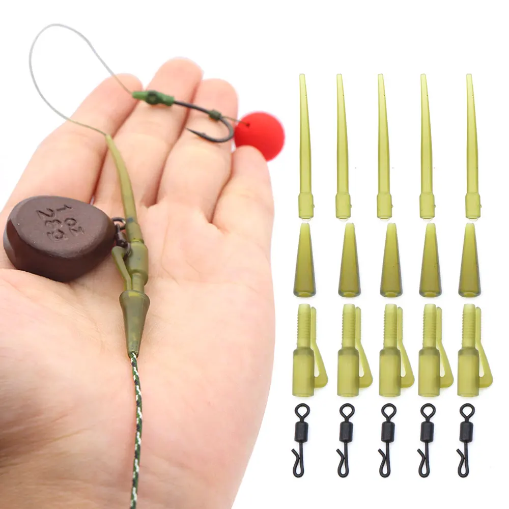 Carp Fishing Helicopter Rig Tackle Set Quick Change Swivels Anti Tangle Sleeve Lead Clip For Fishing Rig Accessories 10 Set