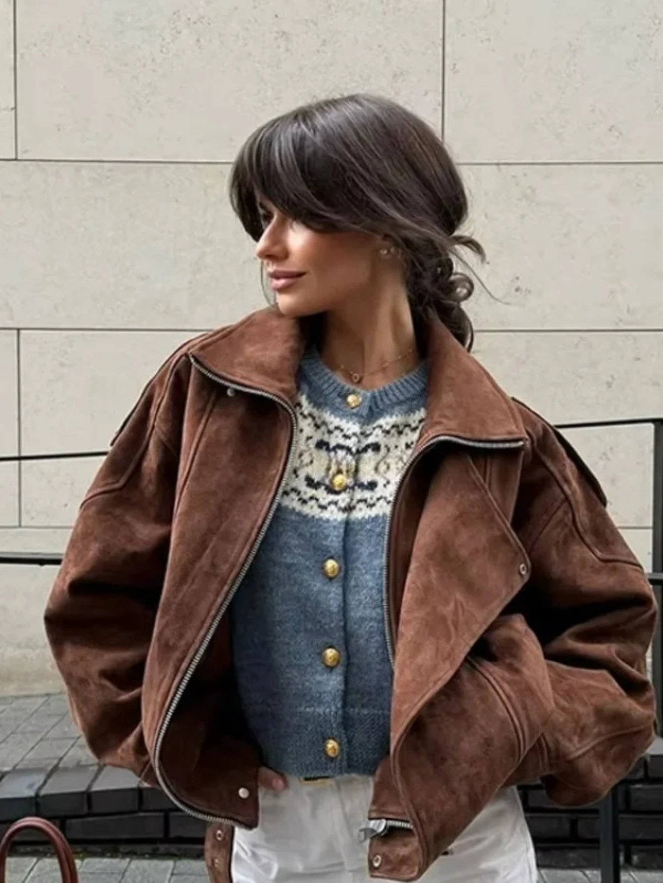 

Новая женская повседневная свободная куртка Melard в европейском и американском стиле для трансграничной торговли, коричневая, 2026 год