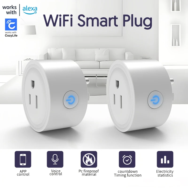 

Умная розетка стандарта США, Wi-Fi, 10 А с приложением CozyLife, пульт дистанционного управления, групповое управление, голосовое управление, работа с Alexa Google Home Automation