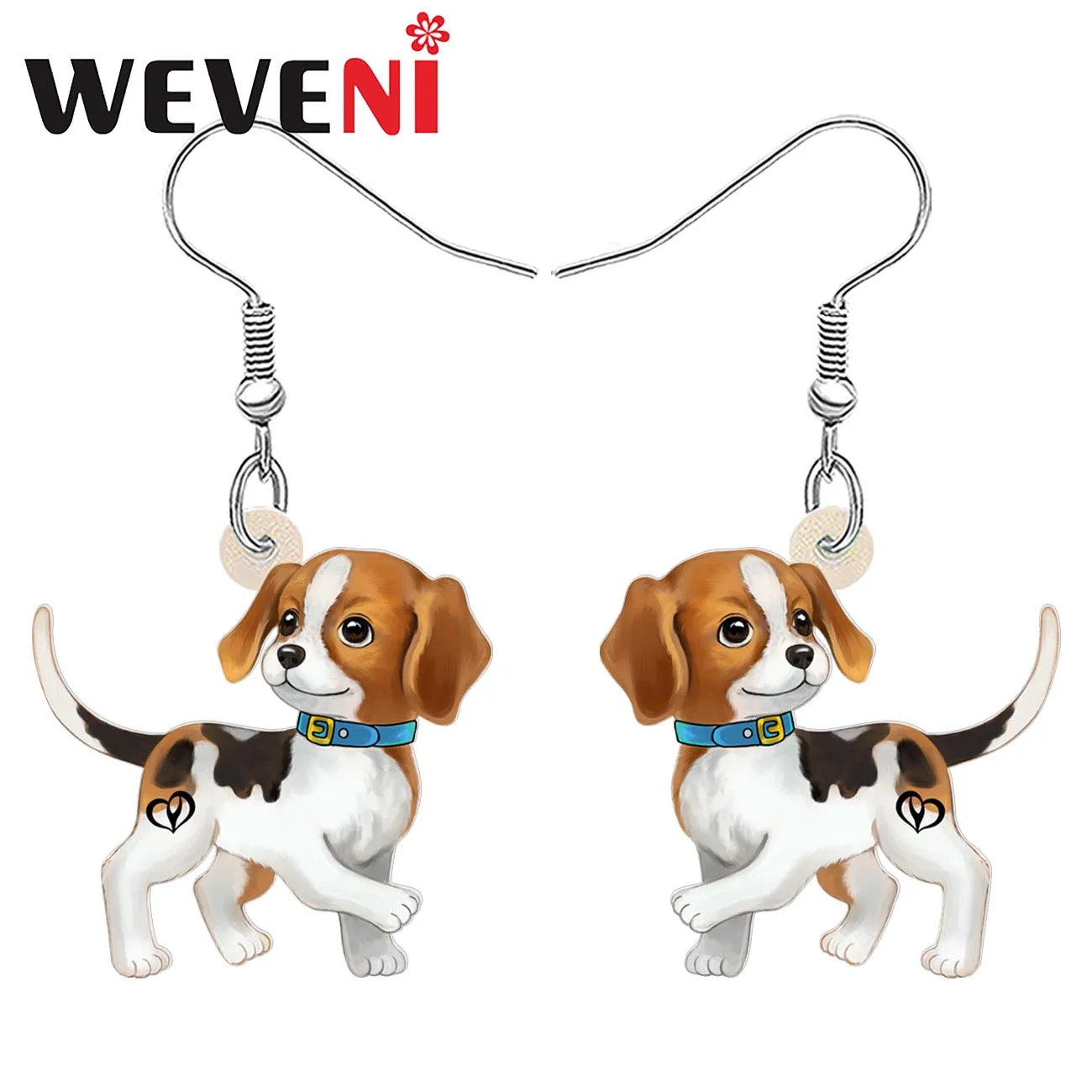 WEVENI Acrylic Cartoon Beagle Dog Earrings Puppy Dangle Drop Jewelry For Women Girls Kids Charm Doggy Gifts Accessories