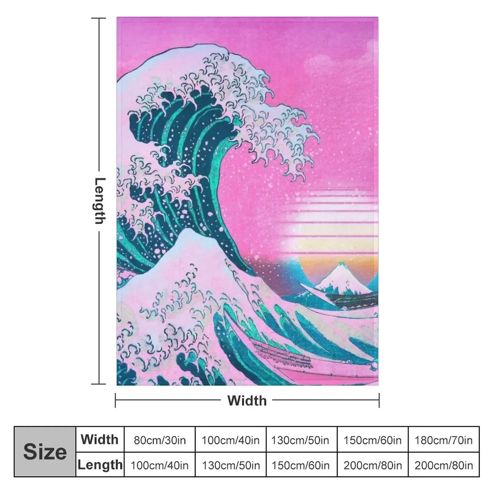 Vaporwave Aesthetic Great Wave Off Kanagawa Retro Sunset Throw Blanket Luxury Brand Kid'S Blankets