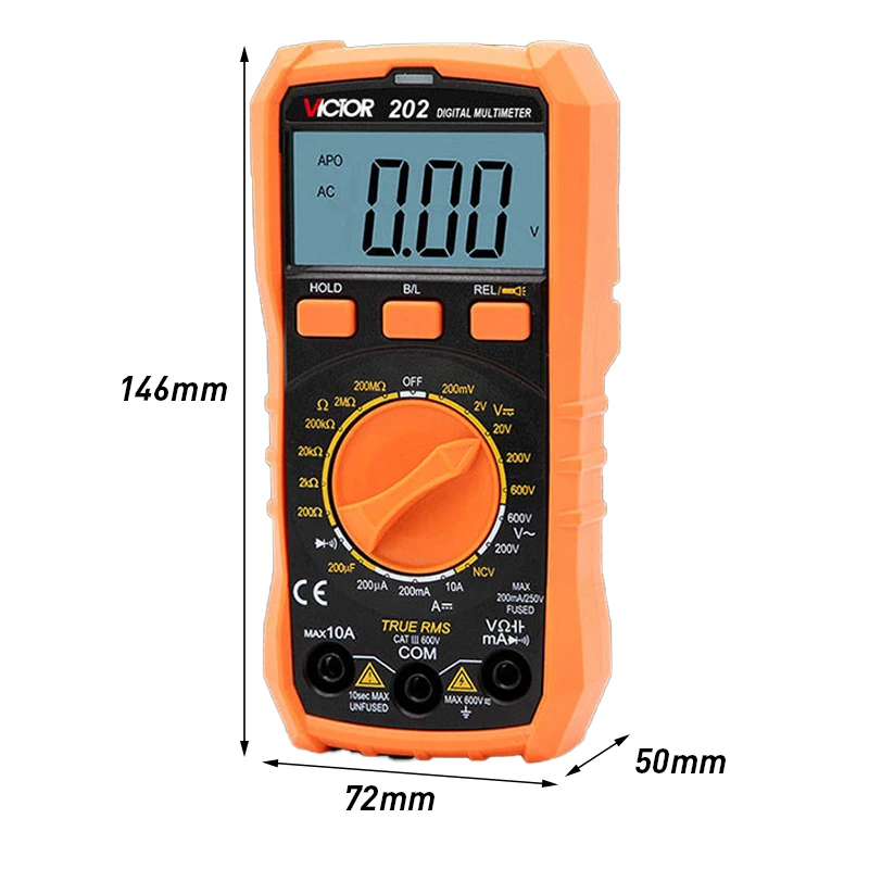 Victor Multimeter NCV 6000 Count True RMS ℃/F Auto Range Tester AC/DC Voltage Meter Flash Back Light Large LCD Screen Multimetro