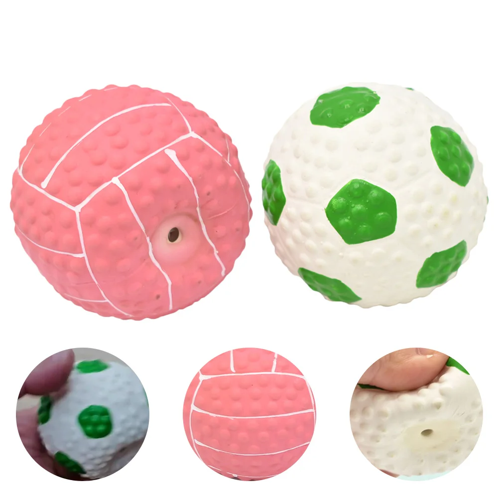 

2 Pcs Tiny Dog Toys Ball Soccer Portable Balls Football Pet Chew Emulsion Interactive